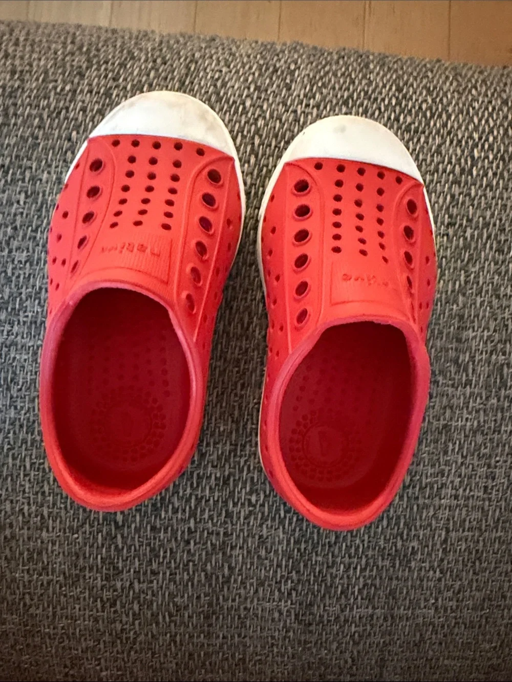 Native Kids Slip-On Water Shoes in Bright Red with White Toe